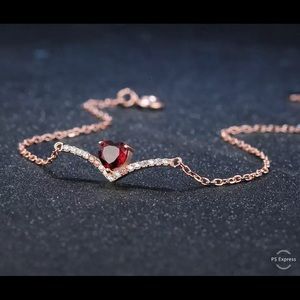 ❤️ Natural Red Garnet & Silver Bracelet 100000975